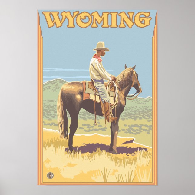 Affiche Cowboy (Vue latérale)Wyoming (Devant)