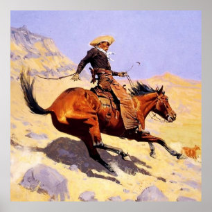 Affiche Cowboy Western Art par Frederic Remington