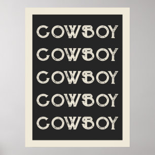 Affiche Cowboy Western Typography Wall Art Cabine