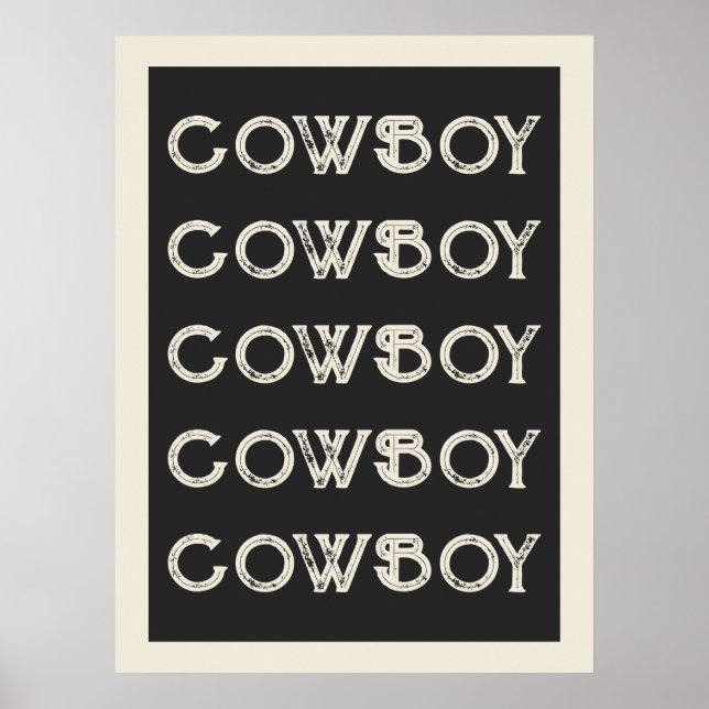 Affiche Cowboy Western Typography Wall Art Cabine (Devant)