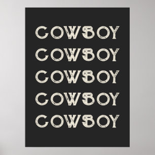 Affiche Cowboy Western Typography Wall Art Cabine