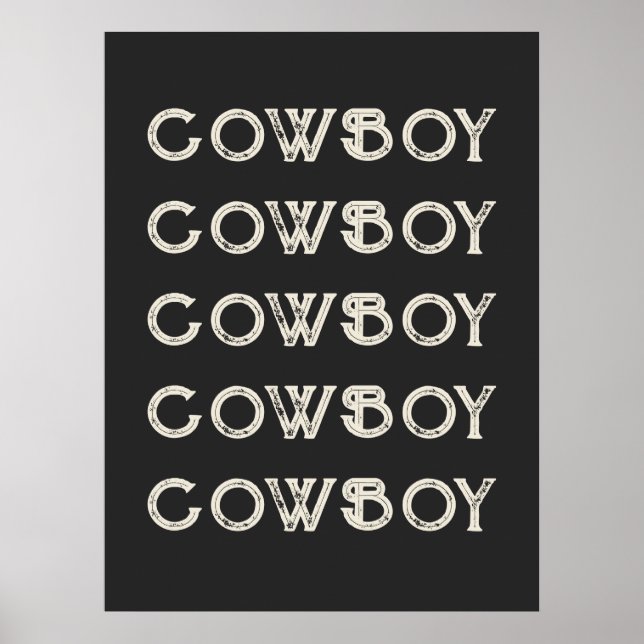Affiche Cowboy Western Typography Wall Art Cabine (Devant)
