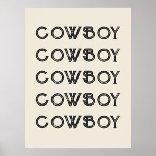 Affiche Cowboy Western Typography Wall Art Cabine
