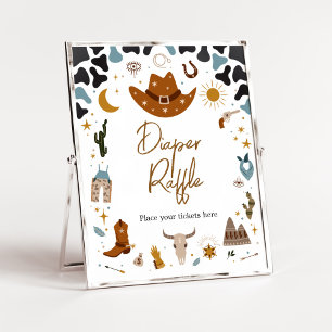 Affiche Cowboy Wild West Baby shower Déchets Raffle