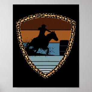 Affiche Cowgirl Barrel Racing Horseback équitation Rodeo R