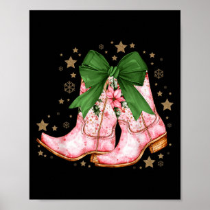 Affiche Cowgirl Christmas Howt Noël Bottes roses Cowgi