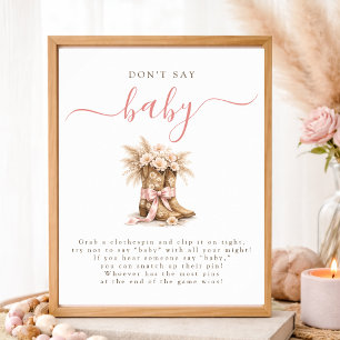 Affiche Cowgirl Coquette Arc-en-ciel Baby Shower Ne dites 