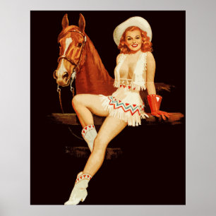 Affiche Cowgirl Pin-Up