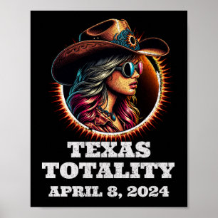 Affiche Cowgirl Total Solar Eclipse 4.08.2024 Texas