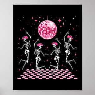 Affiche Cowgirl Western Dansant Danseuse Skeletons Et Disc