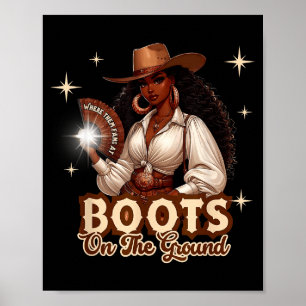 Affiche Cowgirl Western en Bottes sur le Terrain Fille Noi