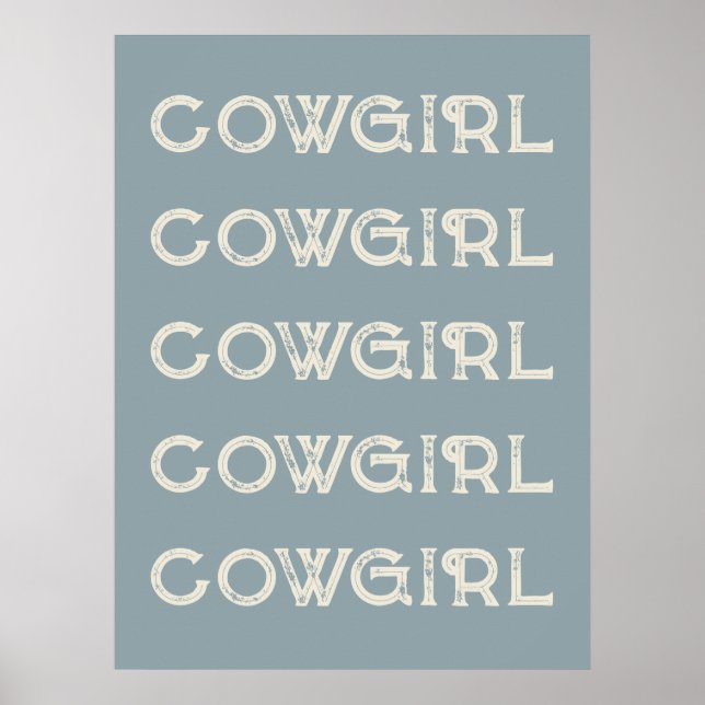 Affiche Cowgirl Western Typographie Cabine de Ranch rétro (Devant)