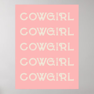 Affiche Cowgirl Western Typographie Cabine de Ranch rétro