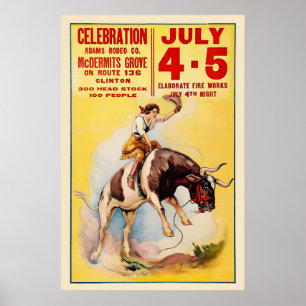 Affiche CowgirlCélébration de Rodéo Western des Années 30