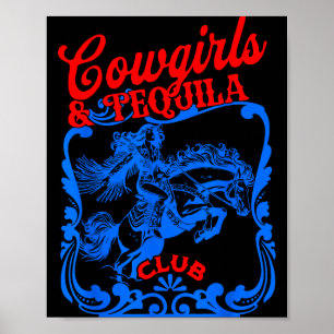 Affiche Cowgirls Et Tequila Vintage Queue Drôle Tequila Bo