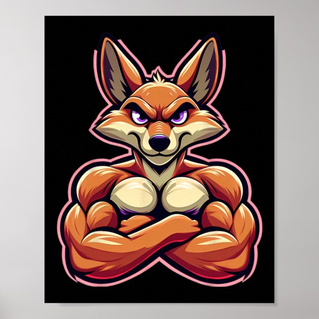 Affiche Coyote Flexing Muscles Van Lover Bodybuilding Gym (Devant)