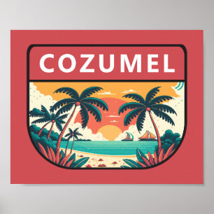 Affiche Cozumel Mexico Retro Emblem