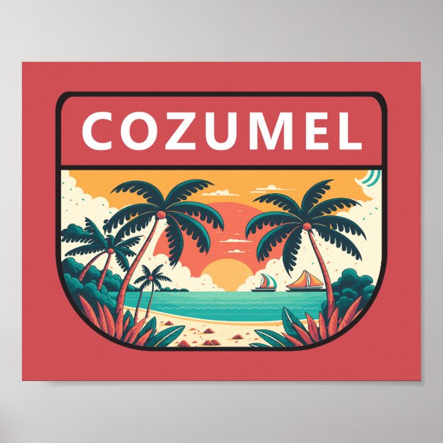 Affiche Cozumel Mexico Retro Emblem (Devant)