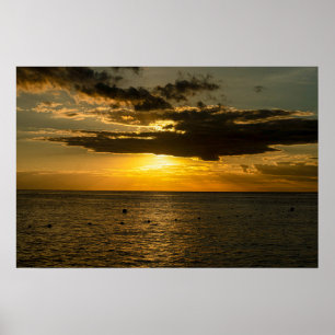 Affiche Cozumel Mexique Coucher de soleil doré Océan