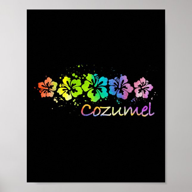 Affiche Cozumel, Mexique Watercolor Beach &amp; Surf (Devant)