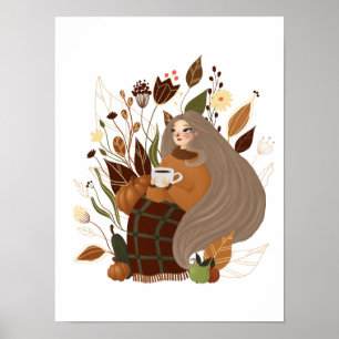 Affiche Cozy Autumn Girl