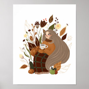 Affiche Cozy Autumn Girl