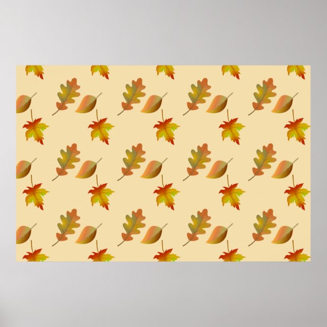 Affiche Cozy autumn maple leaves oak leaves (Devant)