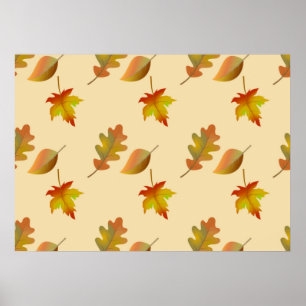 Affiche Cozy autumn maple leaves oak leaves