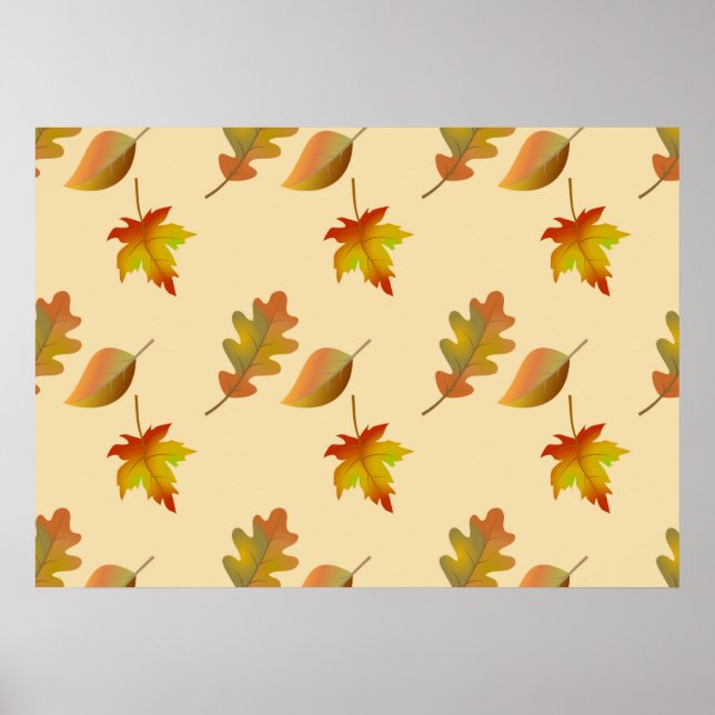 Affiche Cozy autumn maple leaves oak leaves (Devant)