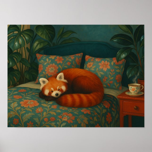 Affiche Cozy Red Panda Floral (Devant)