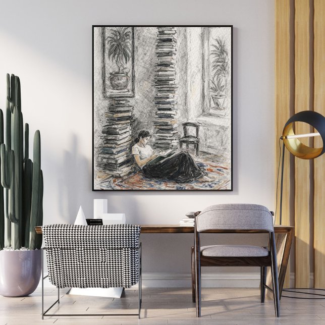 Affiche Cozy sketch | bookish wall art (Créateur téléchargé)