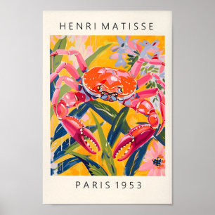 Affiche Crab Print, Beachy Dopamine Decor, Matisse Poster,