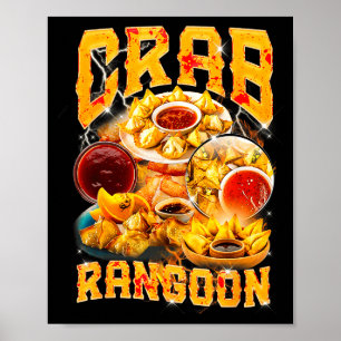 Affiche Crab Rangoon Mème Bootleg Style Rap 90s Vintage