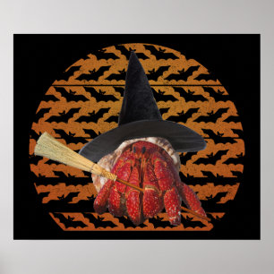 Affiche Crabe à sorcières Amusant Halloween Hermite Crabe