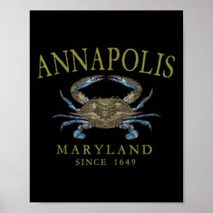 Affiche Crabe bleu d'Annapolis Maryland Depuis 1649 Olive