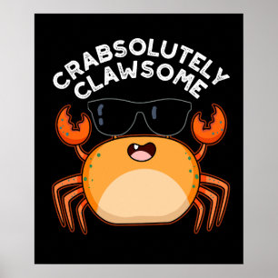 Affiche Crabe Clawsome Funky Crab Pun Dark BG