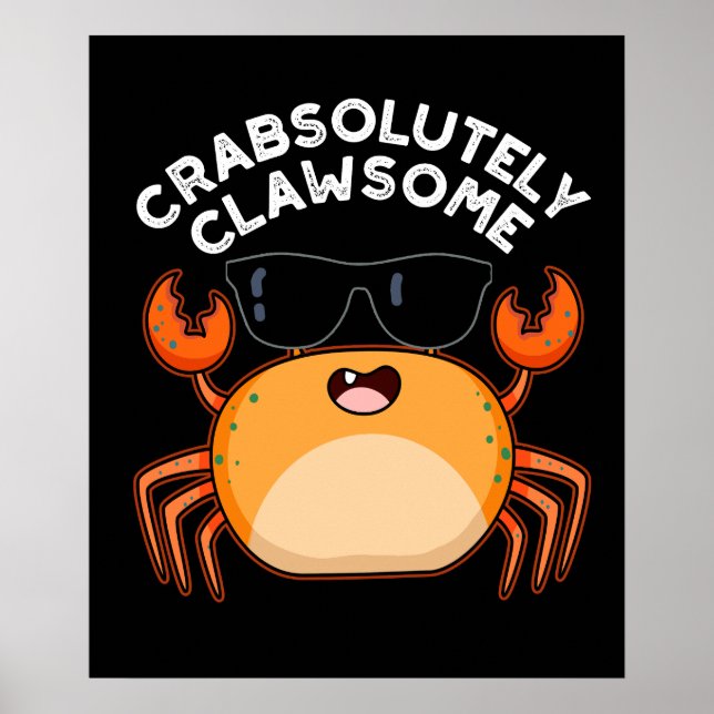Affiche Crabe Clawsome Funky Crab Pun Dark BG (Devant)