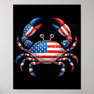Affiche Crabe du drapeau américain patriotique fruits de m