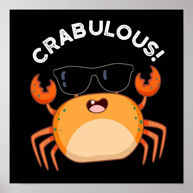 Affiche Crabe Funny Crabe Pun Dark BG (Devant)