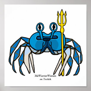 Affiche Crabe guerrier bleu, MeWarriorWoman sur Twitch