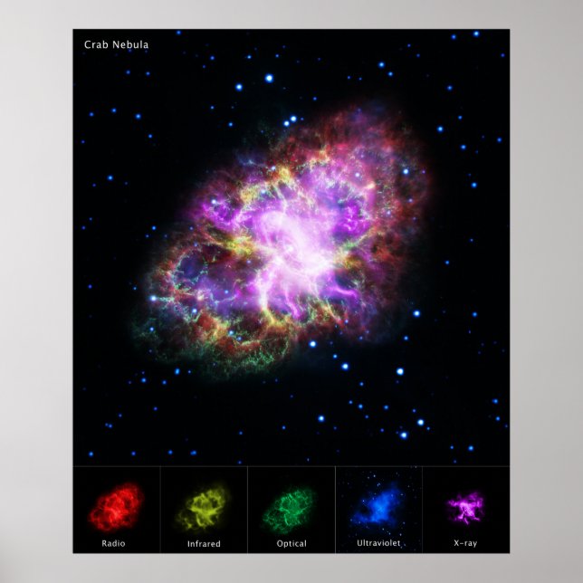 Affiche Crabe Nebula Supernova Remnant Hubble Composite (Devant)