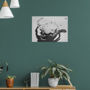 Affiche Crabe océanique Monochrome Noir Et Blanc