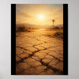 Affiche Cracked earth under intense sunlight