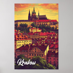 Affiche Cracovie Pologne Illustration de voyage artistique