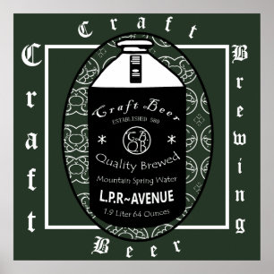 Affiche Craft Beer -Growler Green & White Oval Design