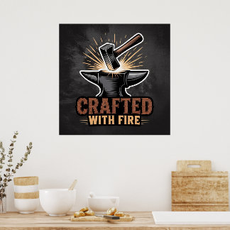 Affiche Crafted With Fire – Rustic Artisan