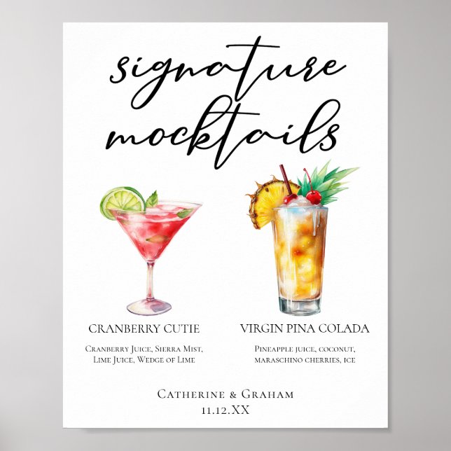 Affiche Cranberry Cutie Piña Colada Mocktails Menu (Devant)