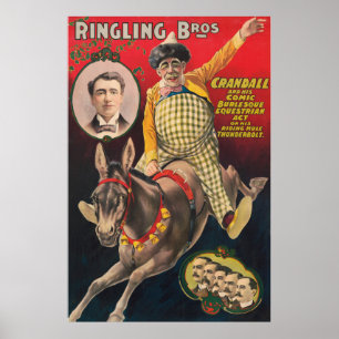 Affiche Crandall Le Clown En Train D'Interpréter Sa Mule