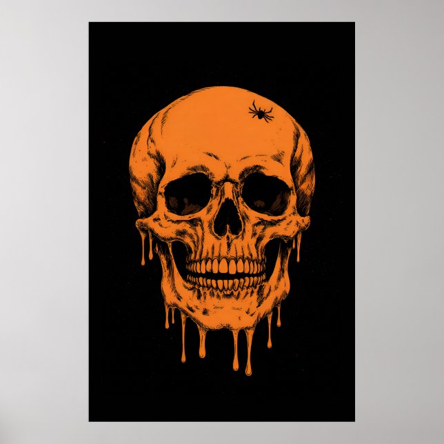 Affiche Crâne à égratignure avec un crayon d'araignée en h (Devant)