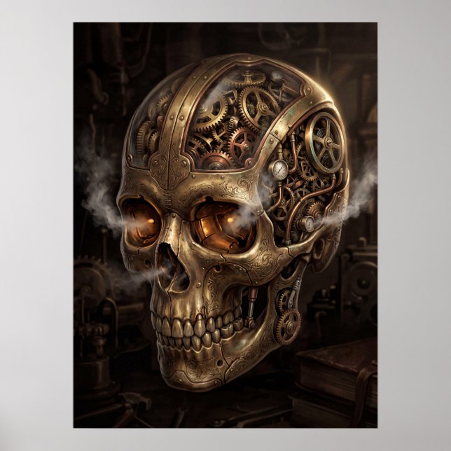 Affiche : Crâne à engrenages horlogers Steampunk Gothique  (Devant)